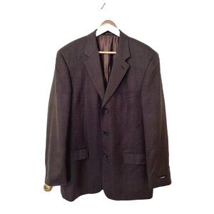 ALFANI 3 Button Fully Lined Silk Wool Blazer Sport Coat Brown Mens 42L NWT